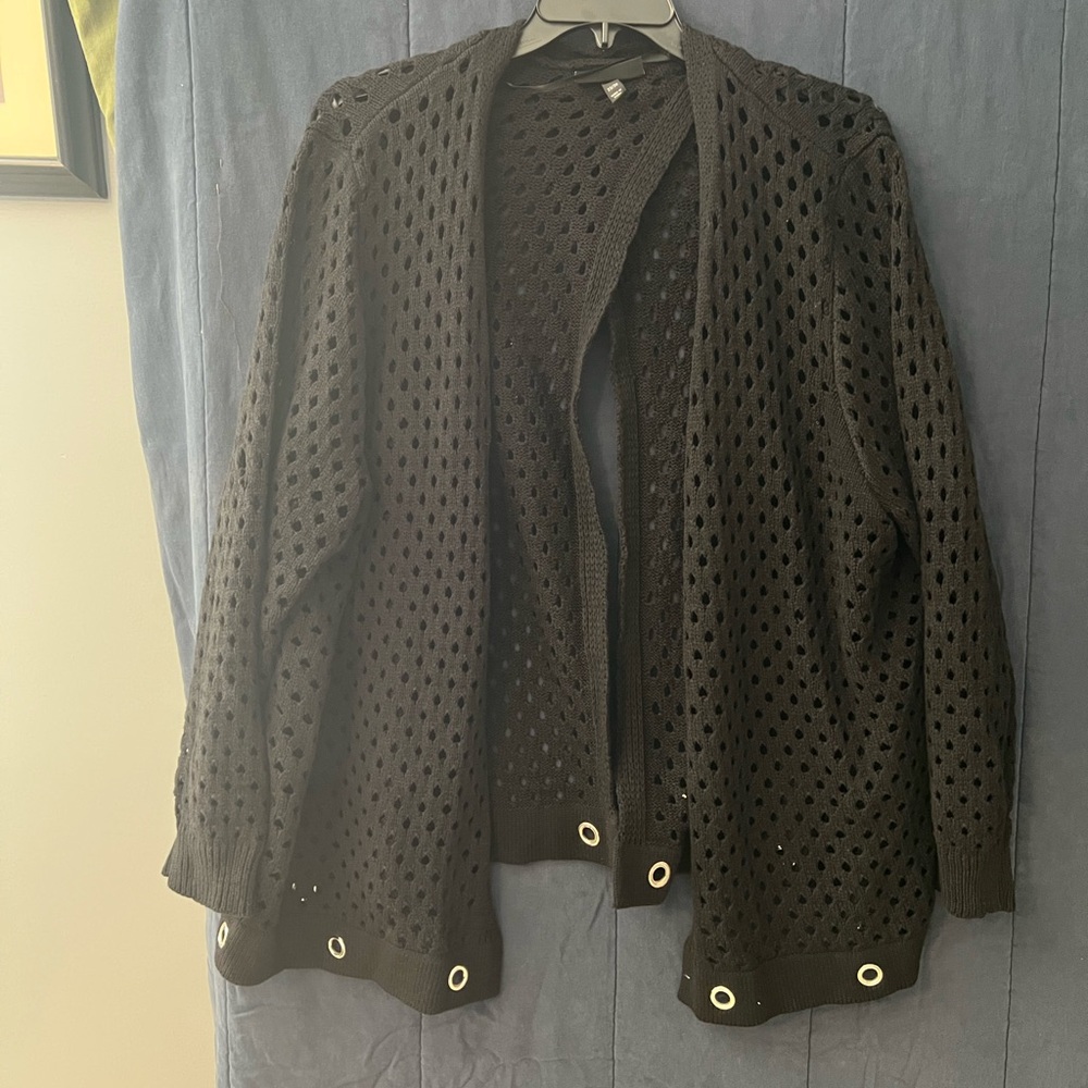 Lane Bryant Black Open-Knit Sweater